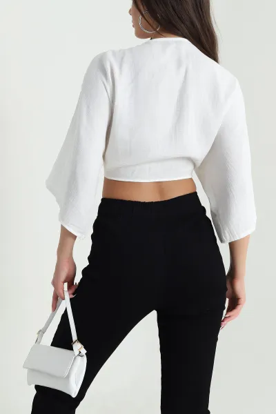 Müslin Kumaş Bağlamalı Bolero 467485