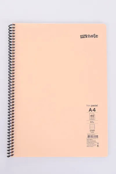 Mynote Flex 40 Yaprak Pastel Çizgili Telli Tello Metod Defter 478410