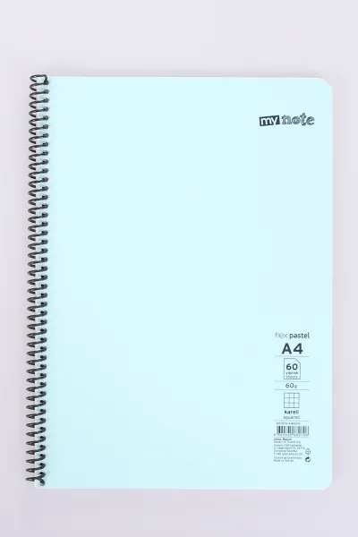 Mynote Flex 60 Yaprak Pastel Kareli Telli Tello Metod Defter 478407