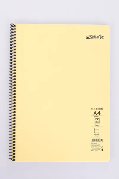 Mynote Flex 72 Yaprak Pastel Çizgili Telli Tello Metod Defter 478415
