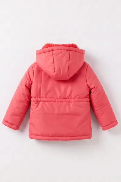 Nar Çiçeği (1-5 Yaş) Belden İpli Kapüşonlu Kız Çocuk Mont 495818