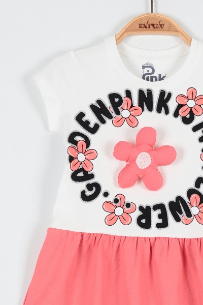 Nar Çiçeği (2-5 Yaş) Papatya Figürlü My Flower Baskılı Kız Çocuk Elbise 191038