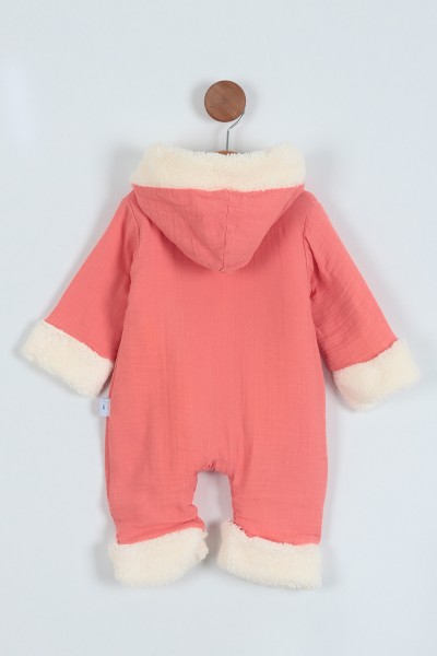 Nar Çiçeği (3-12 Ay) İçi Kürklü Kapşonlu  Kız Bebe Tulum 217107
