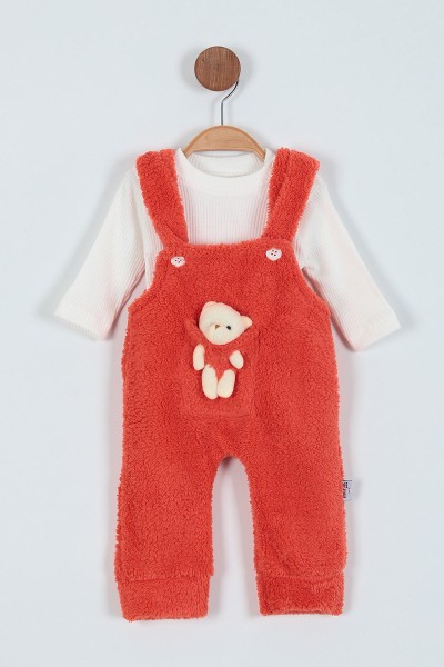 Nar Çiçeği (3-15 Ay) Ayı Oyuncaklı Welsoft İkili Erkek Bebe Salopet 220532