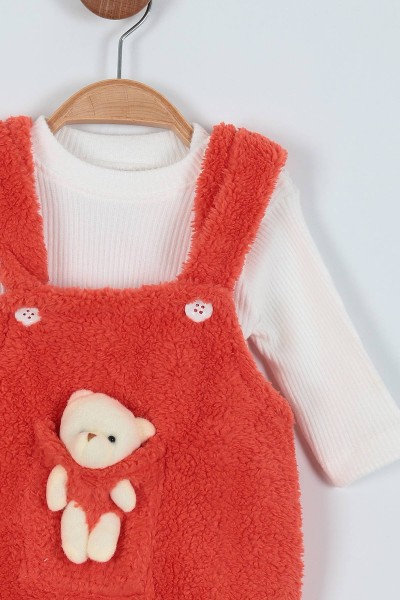 Nar Çiçeği (3-15 Ay) Ayı Oyuncaklı Welsoft İkili Erkek Bebe Salopet 220532