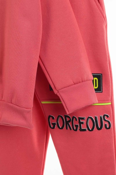 Nar Çiçeği (7-10 Yaş) Gorgeous Baskılı Üç İp Şardonlu Kız Çocuk Takım 138893