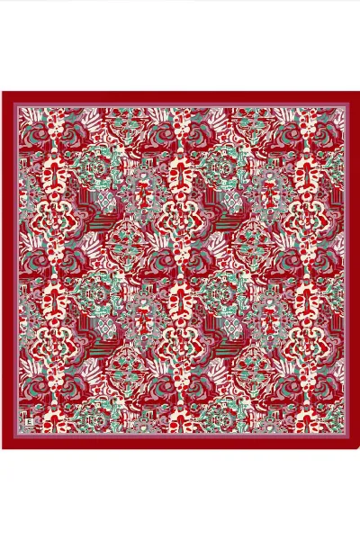 Nar Çiçeği 95x95 Cm Dijital Baskılı Valencia Desen Soft Eşarp 473346