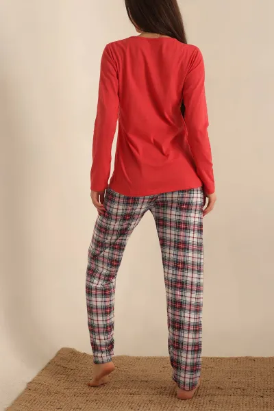 Nar Çiçeği Baskılı Bayan Pijama Takımı 237439