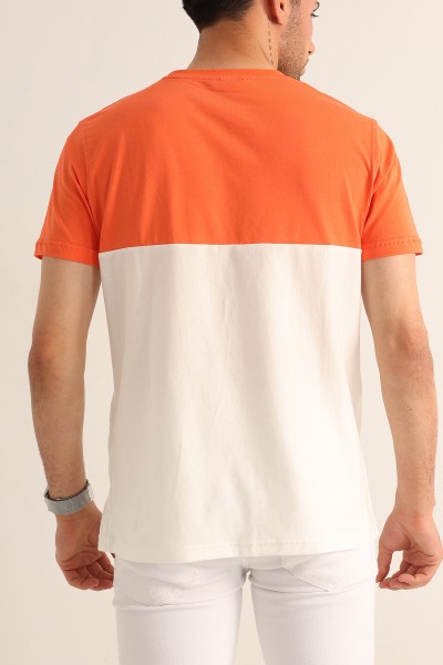 Nar Çiçeği Beyaz Relaxed Fit Things Baskılı Çift Renk Tişört 182264