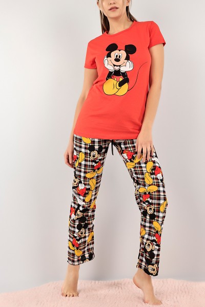 Nar Çiçeği Mickey Baskılı Pijama Takımı 105027