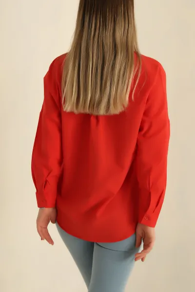 Nar Çiçeği Poplin Dokuma Kadın Gömlek 260644