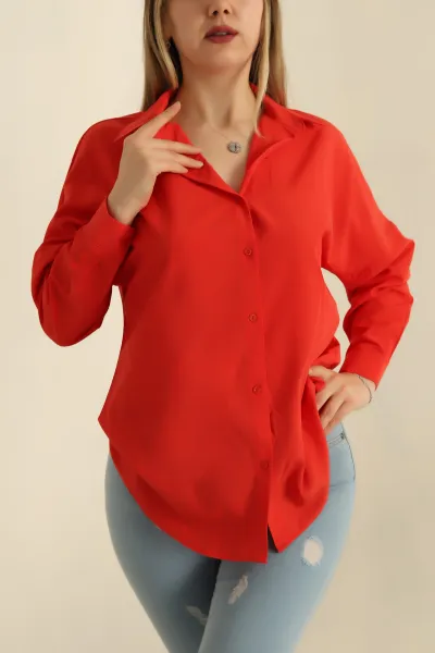 Nar Çiçeği Poplin Dokuma Kadın Gömlek 260644
