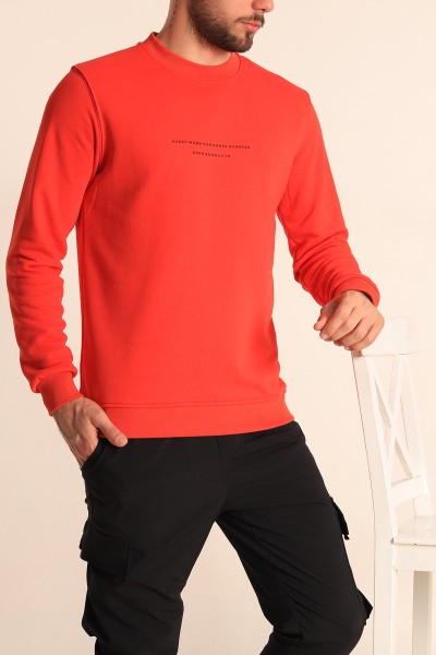 Nar Çiçeği Relaxed Fit Kabartma Yazılı Erkek Sweatshirt 221450