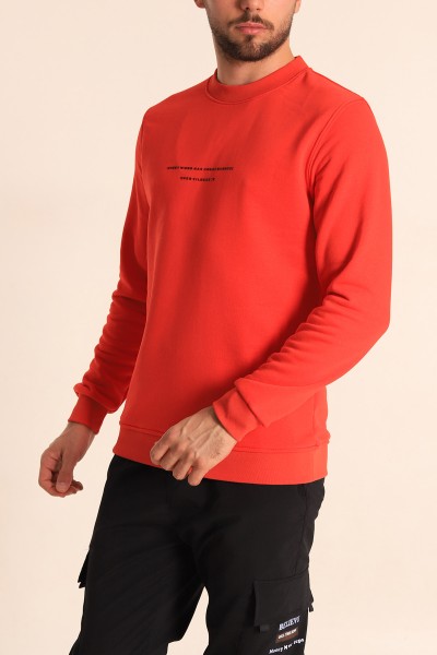 Nar Çiçeği Relaxed Fit Kabartma Yazılı Erkek Sweatshirt 221450