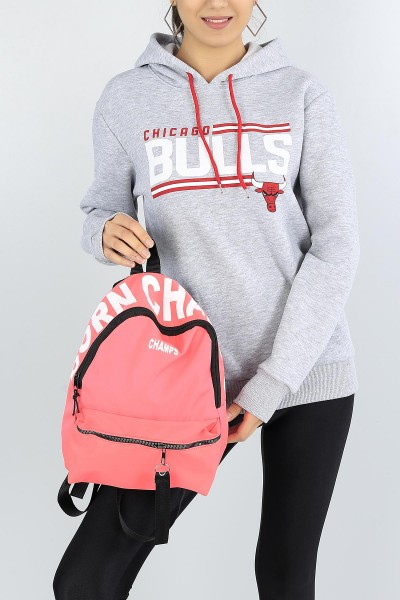 Neon Pembe Baskılı Bayan Sırt Çantası 47216