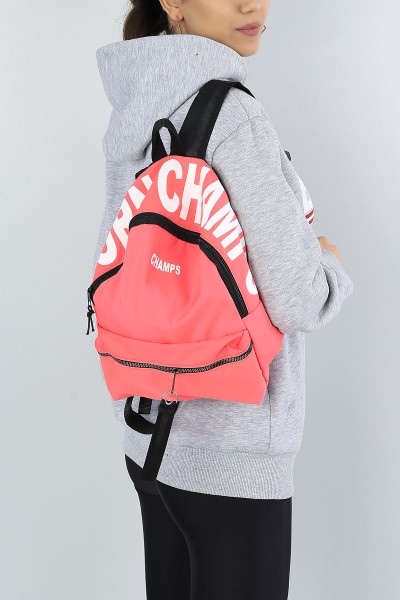 Neon Pembe Baskılı Bayan Sırt Çantası 47216