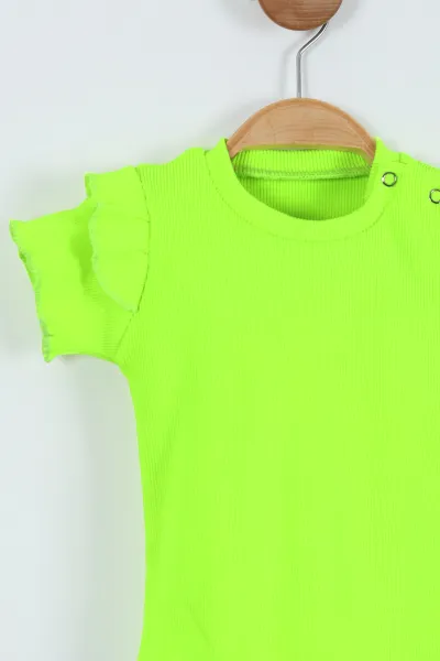 Neon Yeşil (3-9 Ay) Kol Fırfırlı Fitilli Kız Bebek Takım 264718