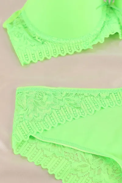 Neon Yeşil Desteksiz C Cup Sütyen Takım 365968