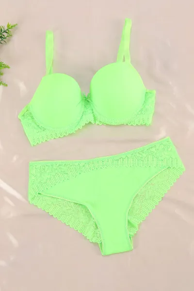 Neon Yeşil Desteksiz C Cup Sütyen Takım 365968