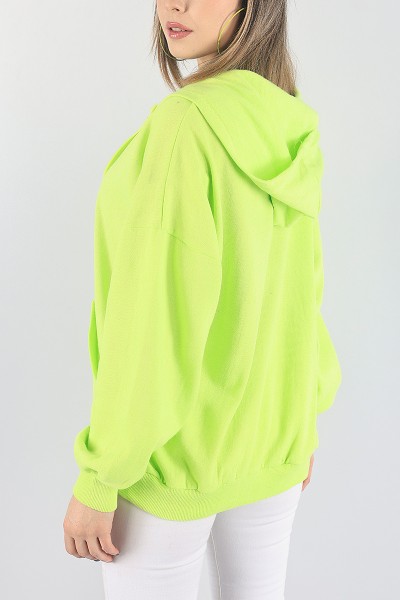 Neon Yeşil Fermuarlı Şardonlu Sweat 88385