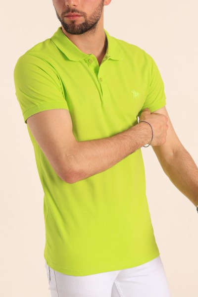Neon Yeşil Polo Yaka Dügmeli Erkek Tişört 189848