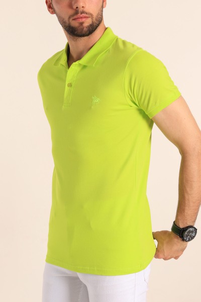 Neon Yeşil Polo Yaka Dügmeli Erkek Tişört 189848