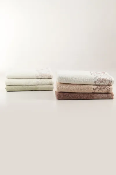 Nurpak 6'lı 90x150 Flora Banyo Havlu Seti - Çeyiz Seti 448985