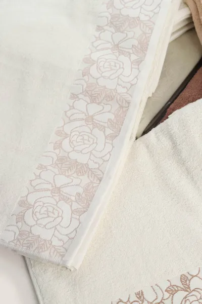Nurpak 6'lı 90x150 Flora Banyo Havlu Seti - Çeyiz Seti 448985