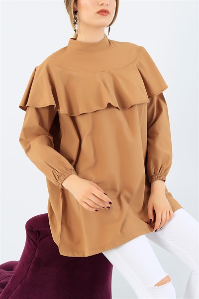 Önü Volanlı Vizon Poplin Tunik 36729