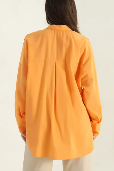Oversize Kadın Poplin Yavruağzı Gömlek 360085