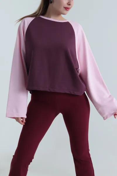 Oversize Şardonsuz Üç İp Kadın Fermuarsız Sweat 496070