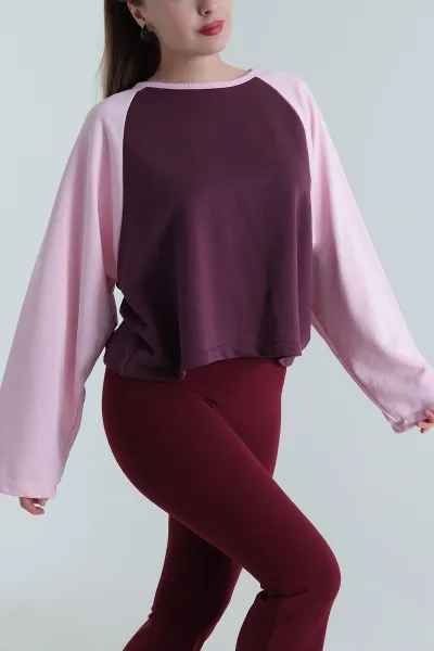 Oversize Şardonsuz Üç İp Kadın Fermuarsız Sweat 496070