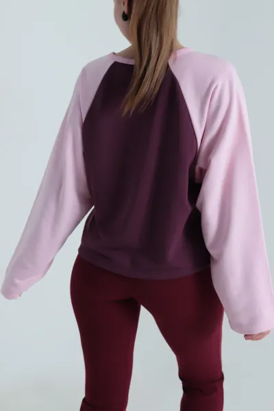 Oversize Şardonsuz Üç İp Kadın Fermuarsız Sweat 496070