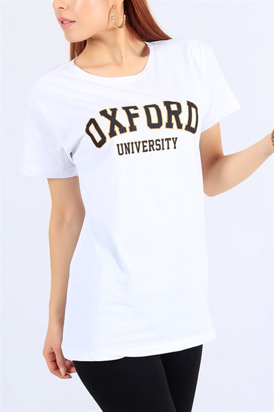 Oxford Baskılı Beyaz Tişört 25122B