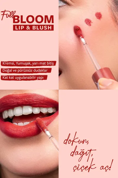 Pastel Full Bloom Lip & Blush - 80 Blossom - Dudak ve Yanak Renklendirici 4.8 Ml 418384