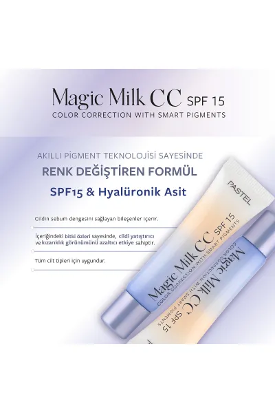 Pastel Magic Milk CC SPF 15 - Cilt Tonu Eşitleyici SPF 15 CC Krem 52 Ivory 442760