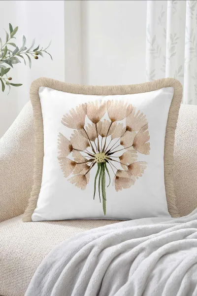 43x43 Cm Dijital Baskılı Fermuarlı Çift Taraflı Saçaklı Kırlent Kılıfı 483460
