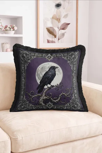 43x43 Cm Dijital Baskılı Fermuarlı Çift Taraflı Saçaklı Kırlent Kılıfı 483481