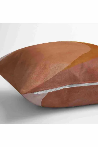 Kiremit 43x43 Dijital Baskılı Fermuarlı Modern Kırlent Kılıfı 252283