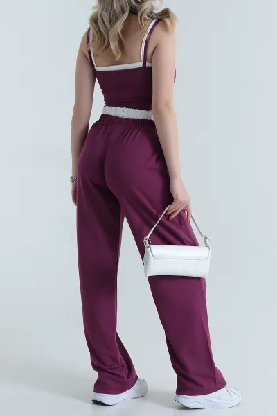 Patlıcan Moru Modal Crop Pantolon İkili Takım 471986