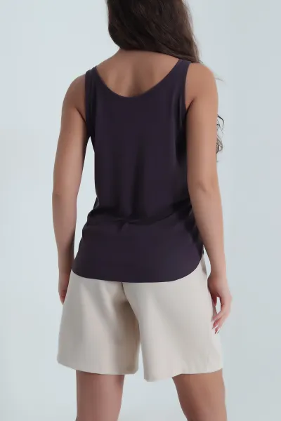 Patlıcan Moru Oval Kesim Modal Kadın Atlet 482077