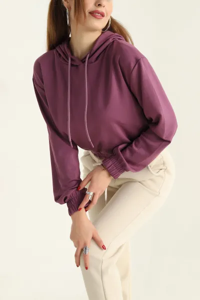 Patlıcan Moru Oysho Kapüşonlu Bayan Sweat 310920