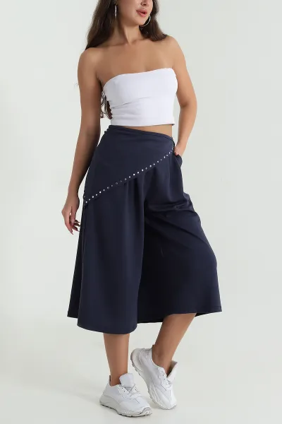 Peçeli Oversize Bel Lastikli Oysho Kadın Kapri 474621