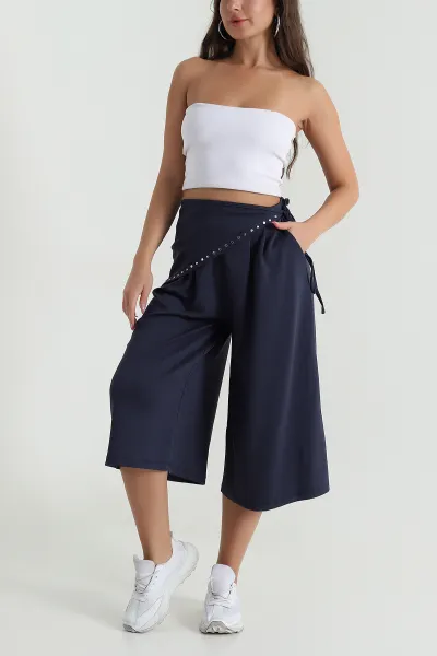 Peçeli Oversize Bel Lastikli Oysho Kadın Kapri 474621