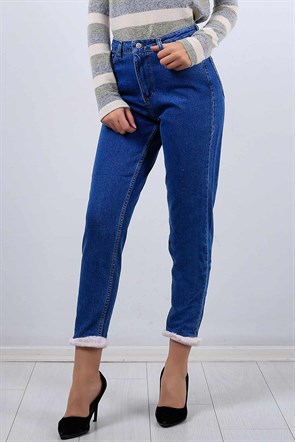 Peluş Paça Mom Kot Pantolon 4617B