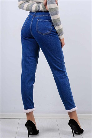 Peluş Paça Mom Kot Pantolon 4617B