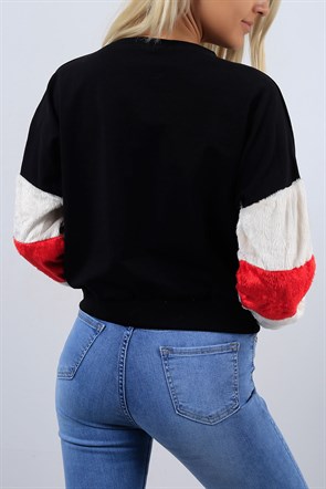 Peluşlu Siyah Sweat 3440B