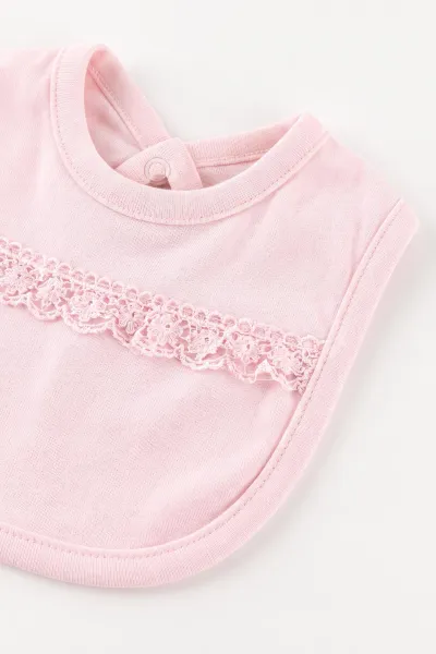 Pembe (0-1 Ay) İnce  Dantelli  Tulum, Battaniye ve 7'li Penye Kız Bebek Hastane Çıkış Seti 488666