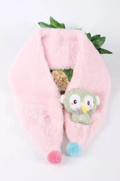 Pembe (0-10 Yaş) Ponponlu  Nakışlı     Peluş Bebek&Çocuk Atkı&Aksesuar 410944