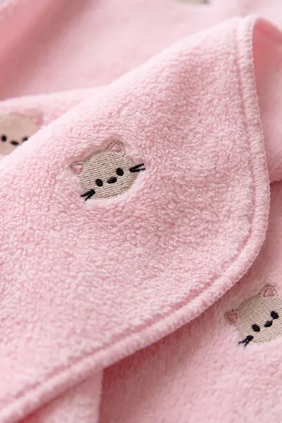 Pembe (0-12 Ay) Kedi  Nakışlı  Wellsoftt  Bebek Battaniye 477446